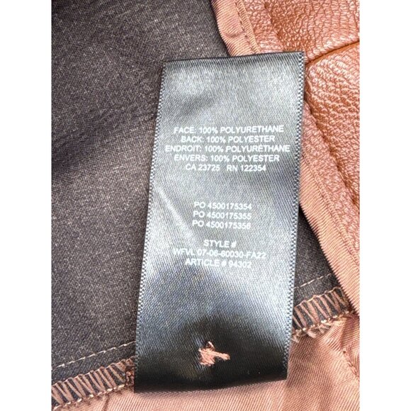 Wilfred Free Aritzia High-Waisted Brown Faux Leather Straight-Leg Pants Womens 4 - Picture 9 of 12